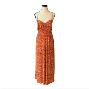 Mango Orange floral maxi dress with an open back